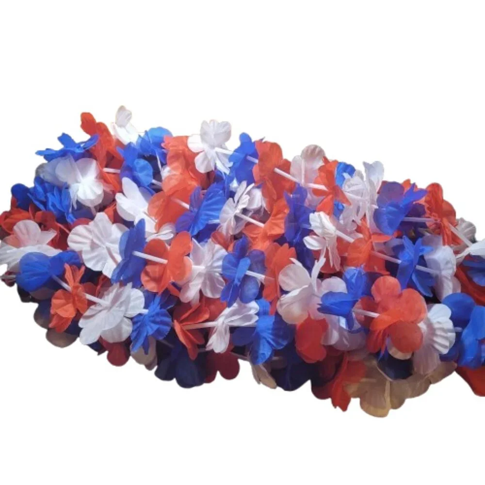 Ten Red, White and Blue Leis for Parties or Parades